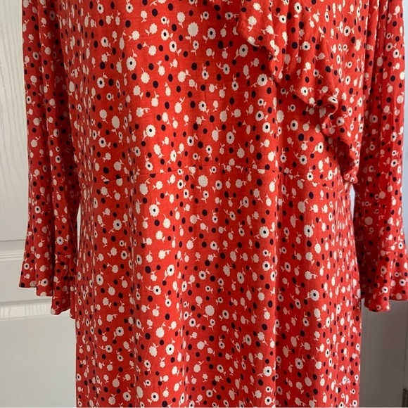 Boden Floral Print V-neck Red Dress - Picture 9 of 15